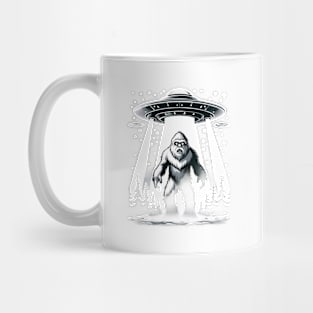 Bigfoot Sasquatch and UFO Encounter in the Night Sky Mug